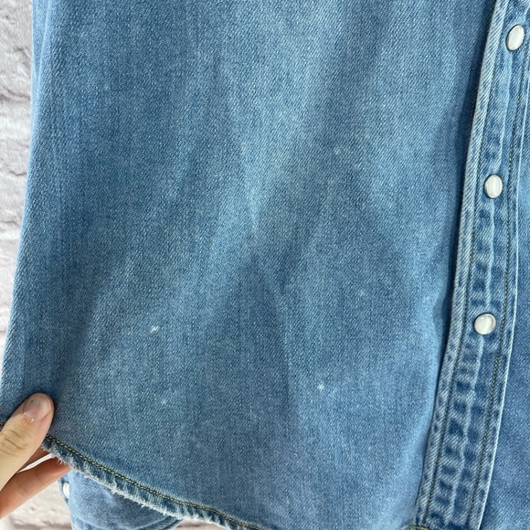 Madewell Oversized Western Snap Button Up Shirt Blue XXS - Picture 5 of 6